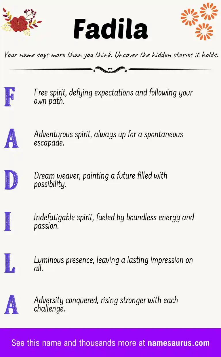Acrostic poem about Fadila.