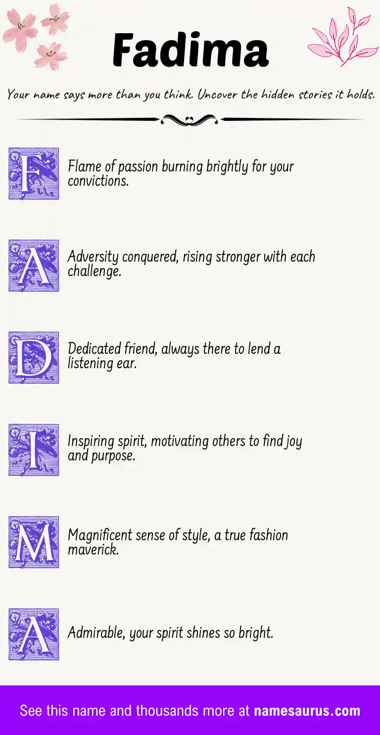 Acrostic poem about Fadima.