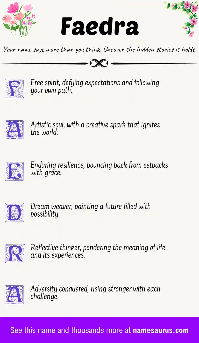 Acrostic poem about Faedra.