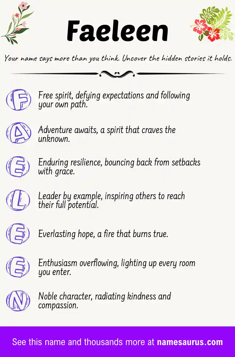 Acrostic poem about Faeleen.