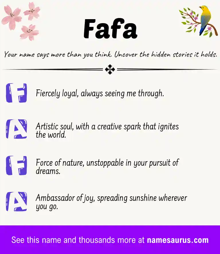 Acrostic poem about Fafa.