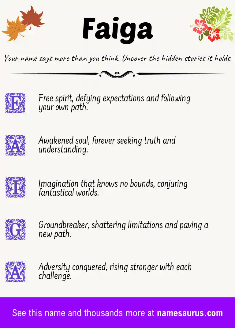 Acrostic poem about Faiga.