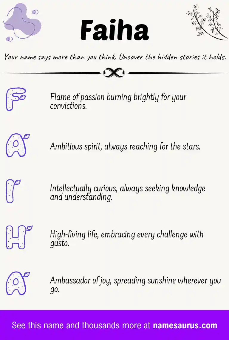 Acrostic poem about Faiha.