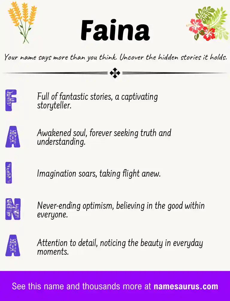 Acrostic poem about Faina.
