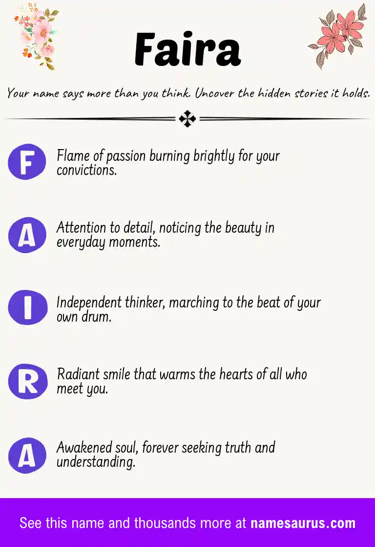 Acrostic poem about Faira.