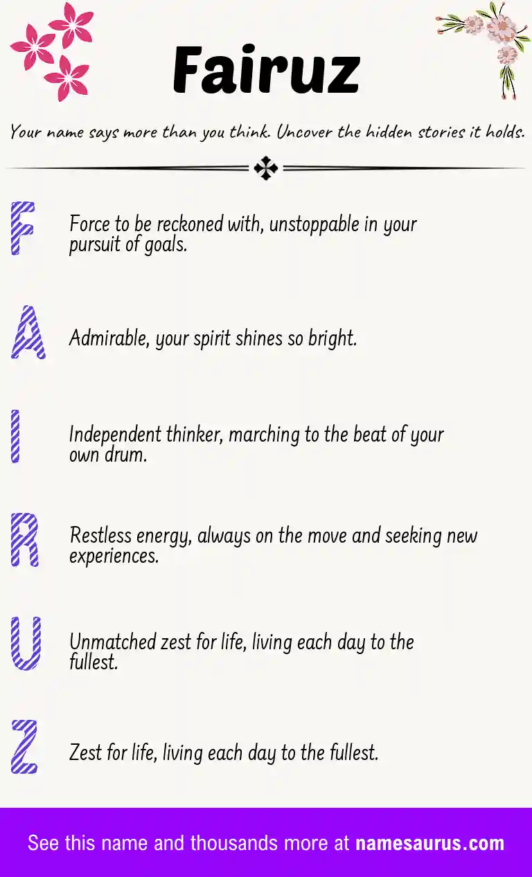 Acrostic poem about Fairuz.