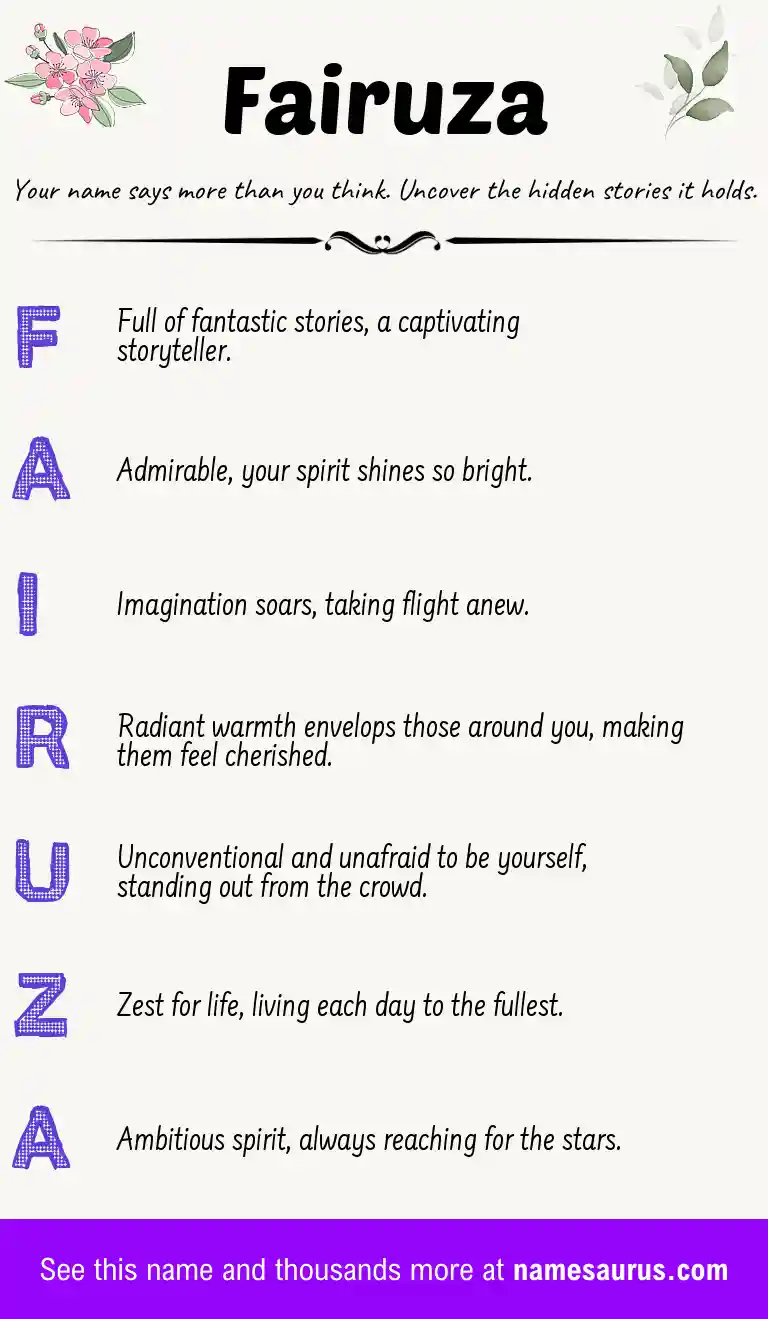 Acrostic poem about Fairuza.