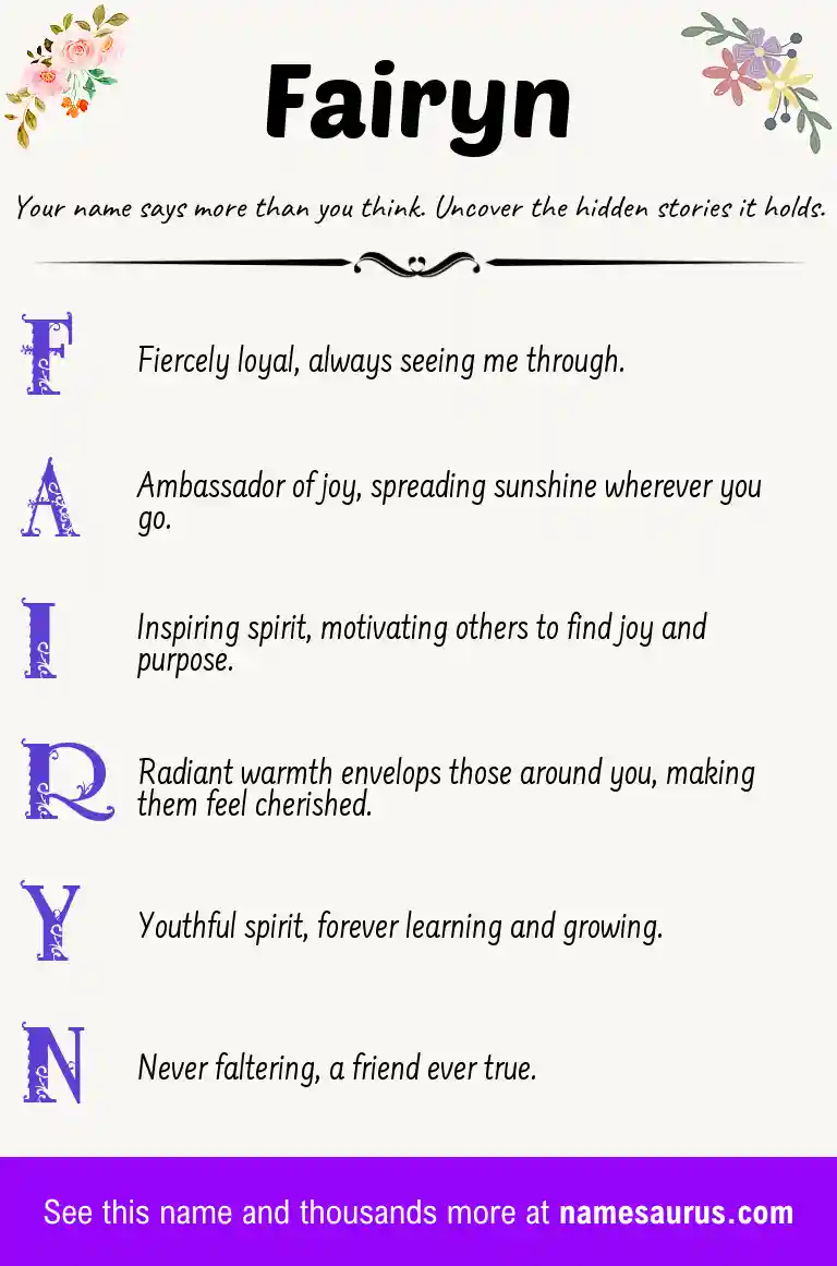 Acrostic poem about Fairyn.