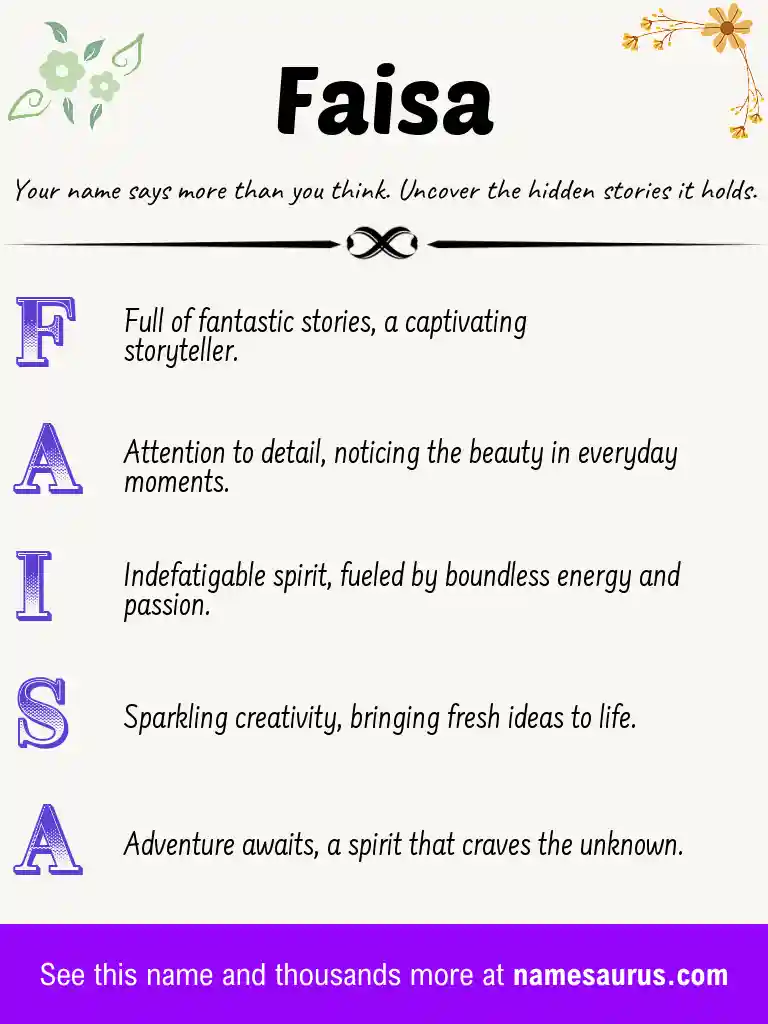 Acrostic poem about Faisa.