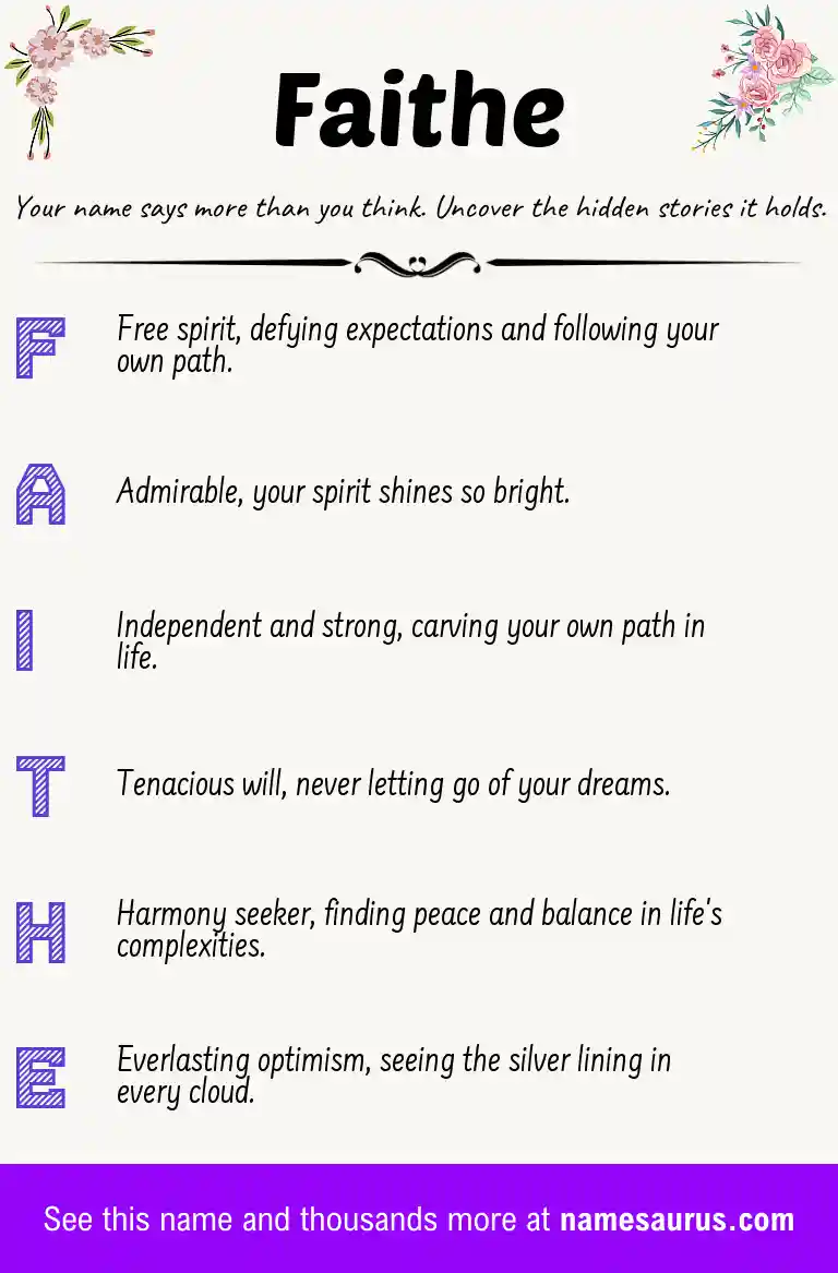 Acrostic poem about Faithe.