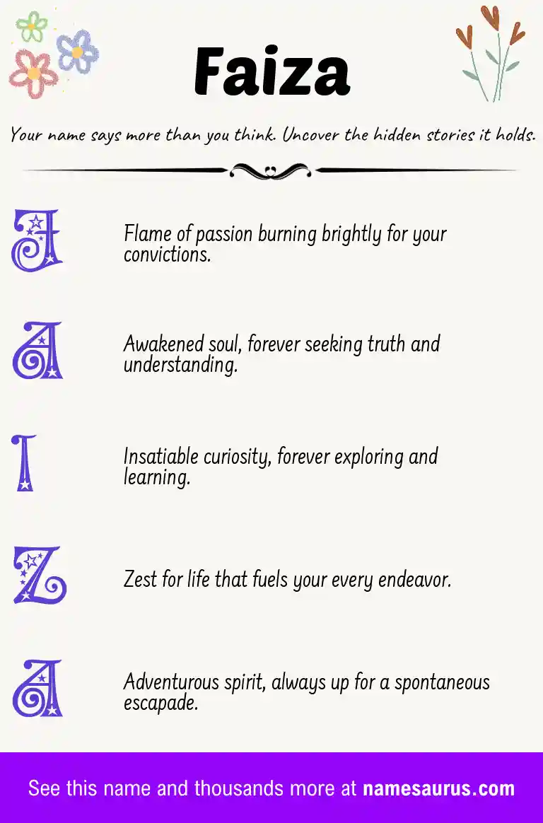 Acrostic poem about Faiza.