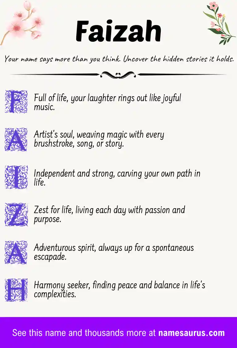 Acrostic poem about Faizah.