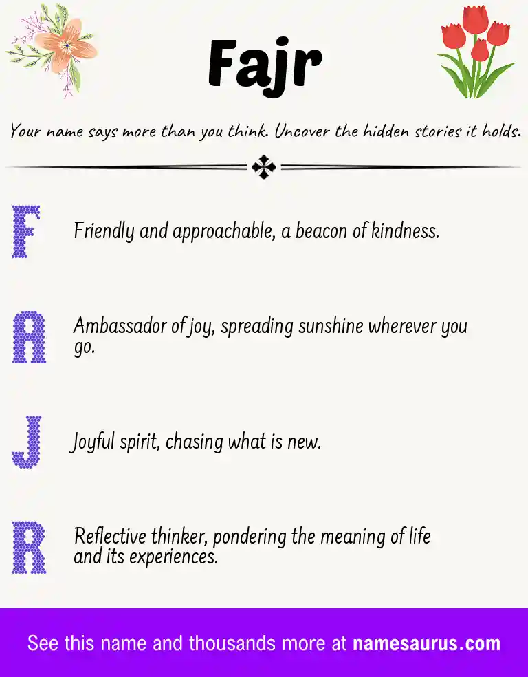 Acrostic poem about Fajr.