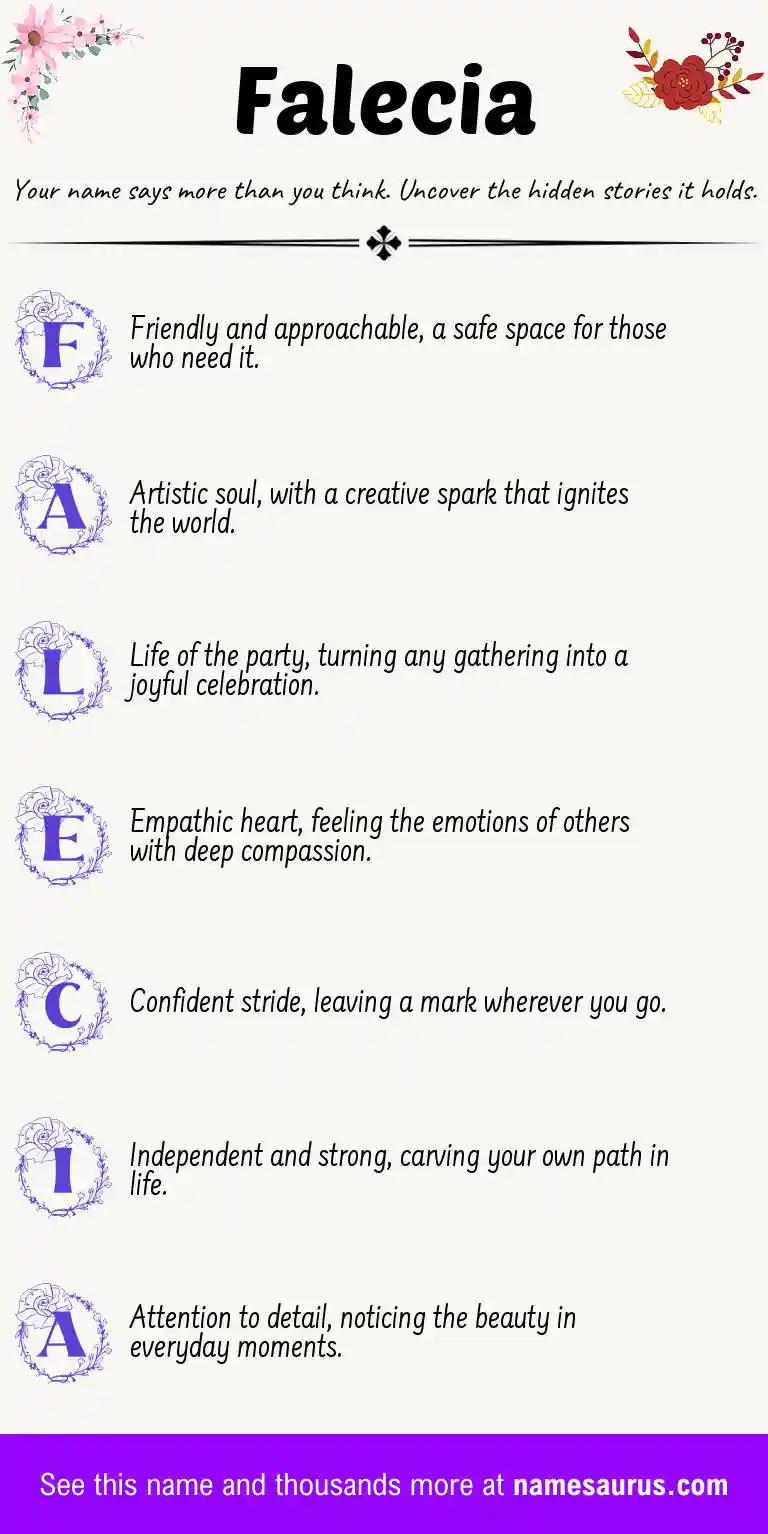 Acrostic poem about Falecia.