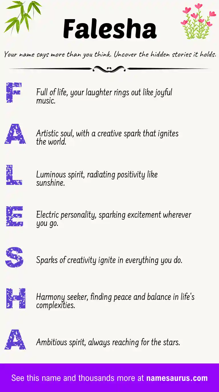 Acrostic poem about Falesha.