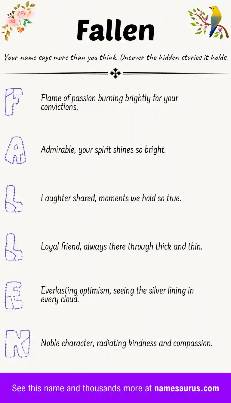 Acrostic poem about Fallen.