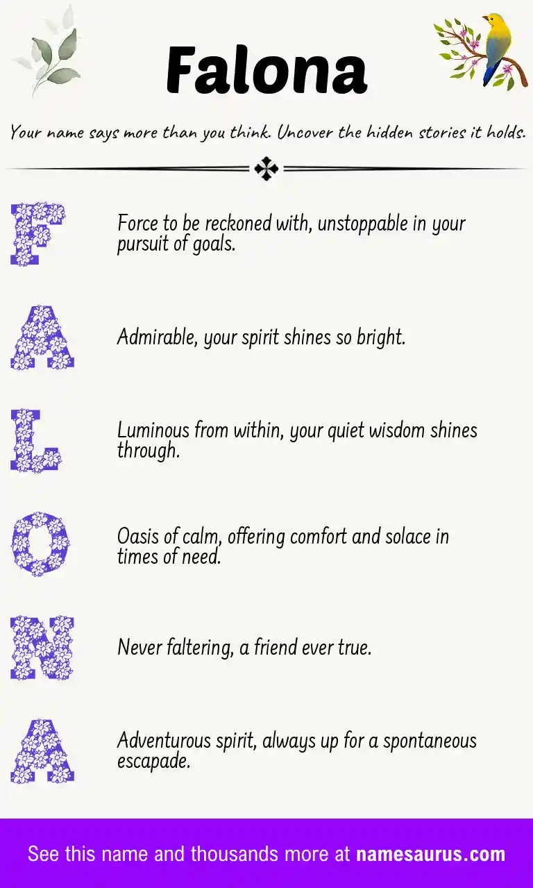 Acrostic poem about Falona.