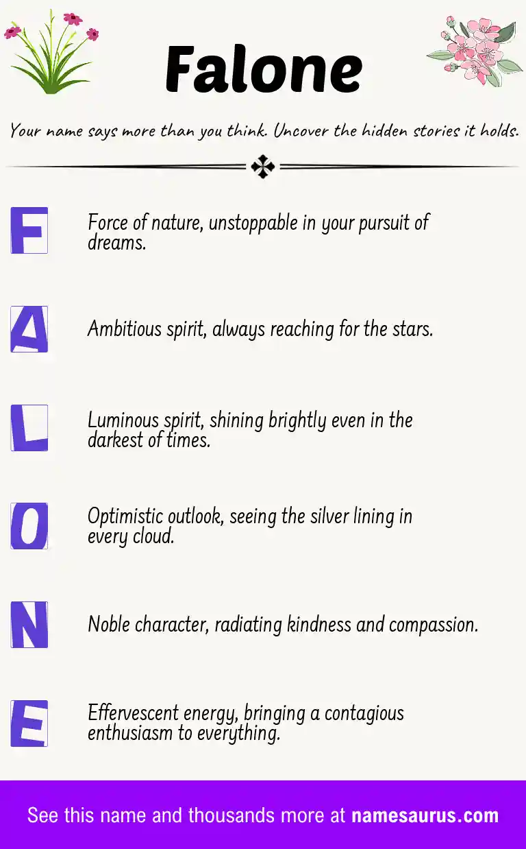 Acrostic poem about Falone.