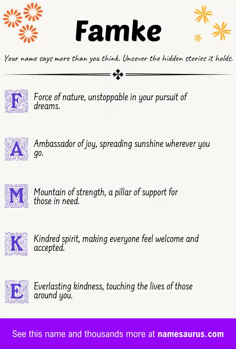 Acrostic poem about Famke.