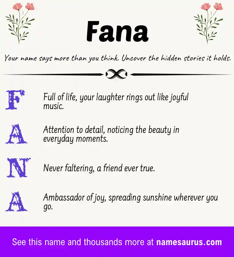 Acrostic poem about Fana.