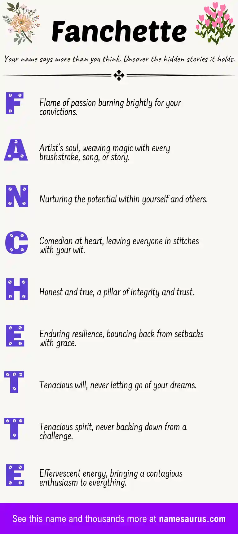 Acrostic poem about Fanchette.