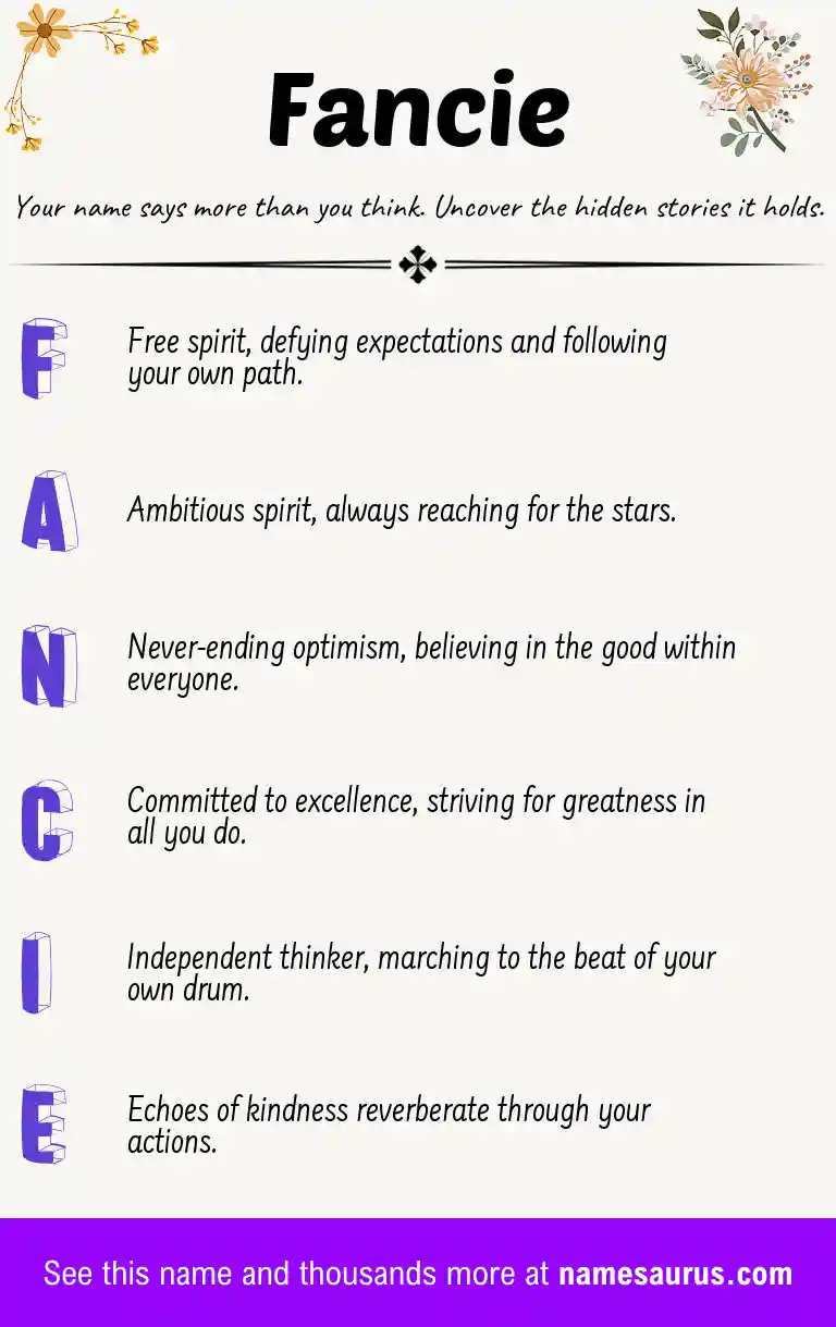 Acrostic poem about Fancie.