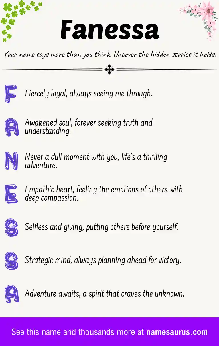 Acrostic poem about Fanessa.