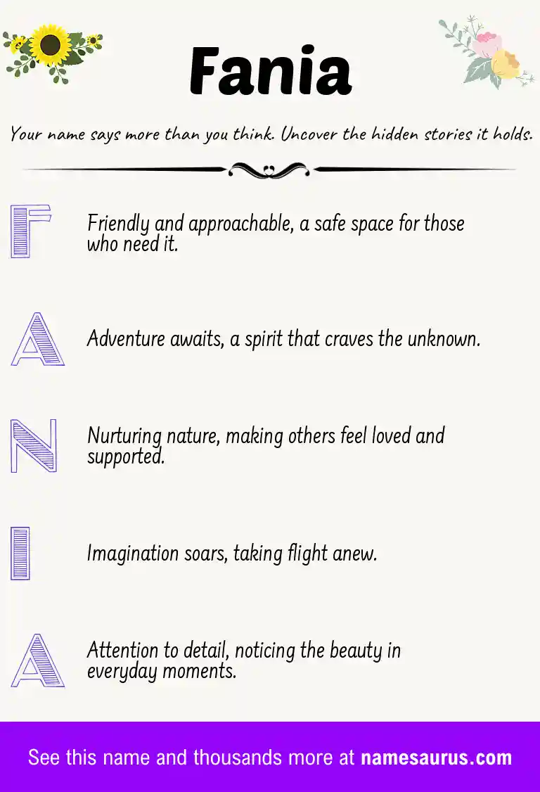 Acrostic poem about Fania.