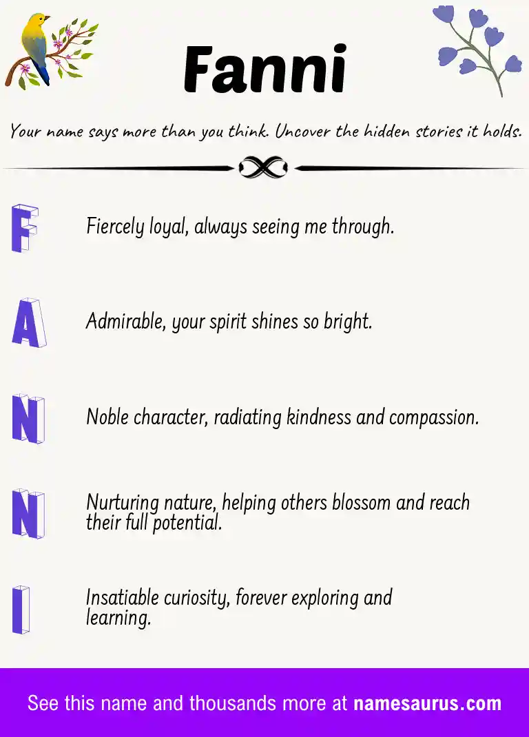 Acrostic poem about Fanni.