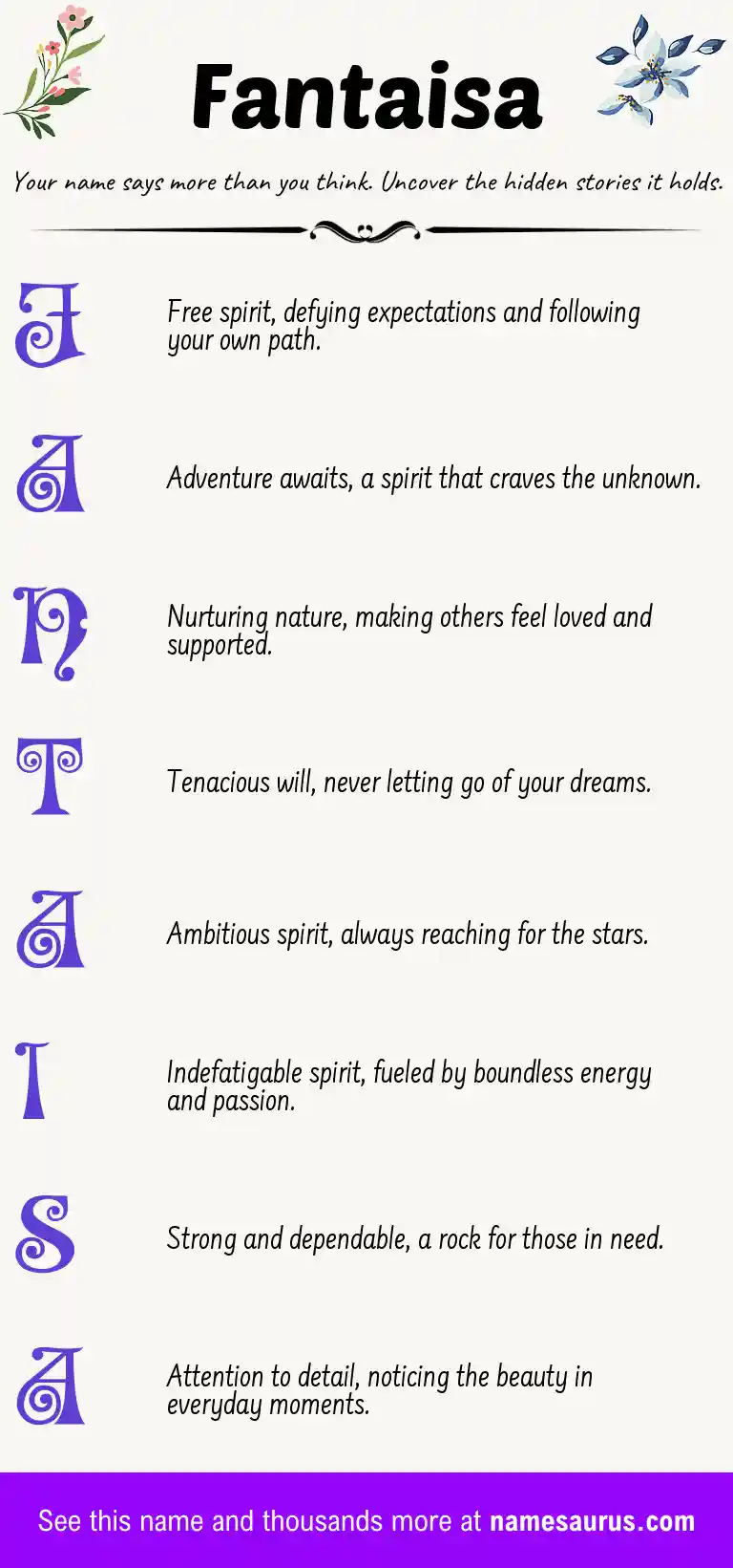 Acrostic poem about Fantaisa.