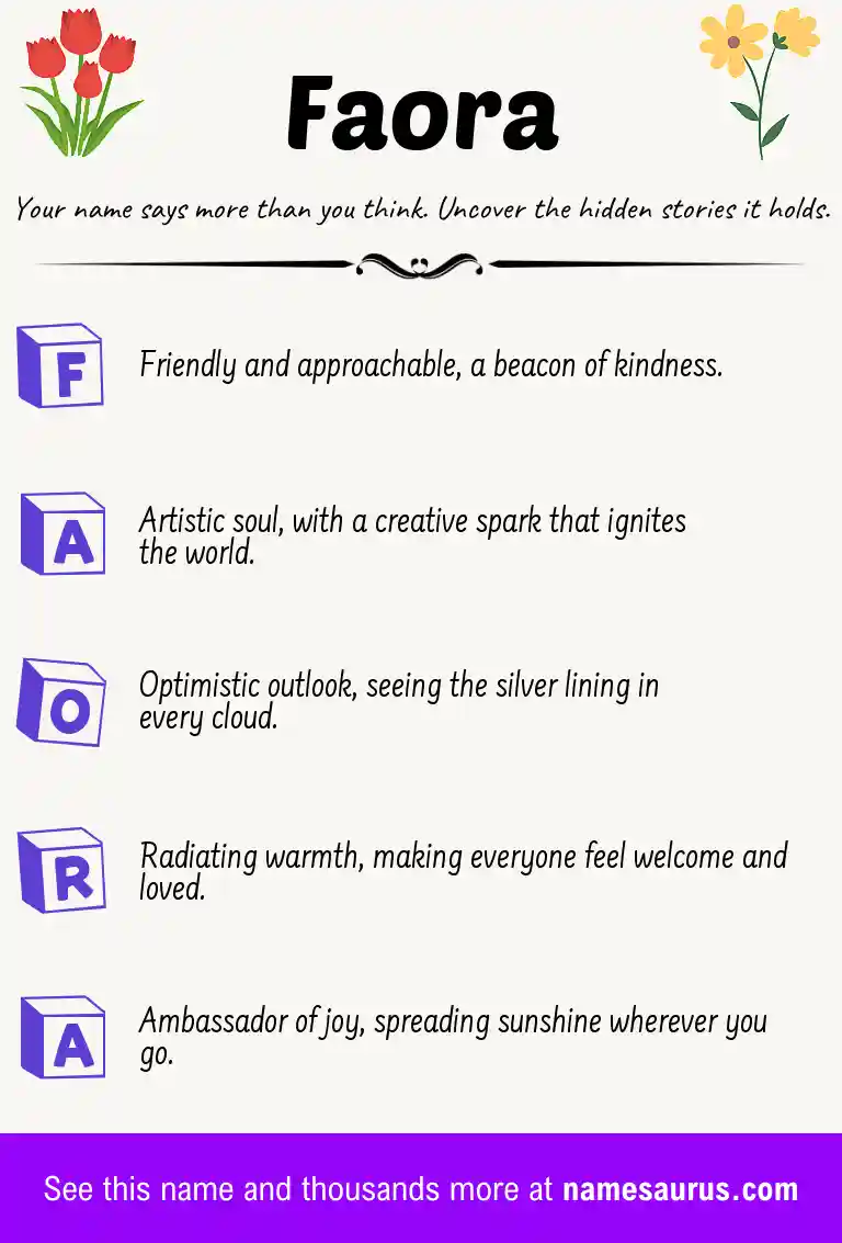 Acrostic poem about Faora.