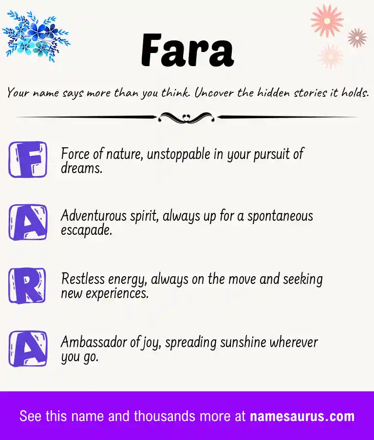 Acrostic poem about Fara.
