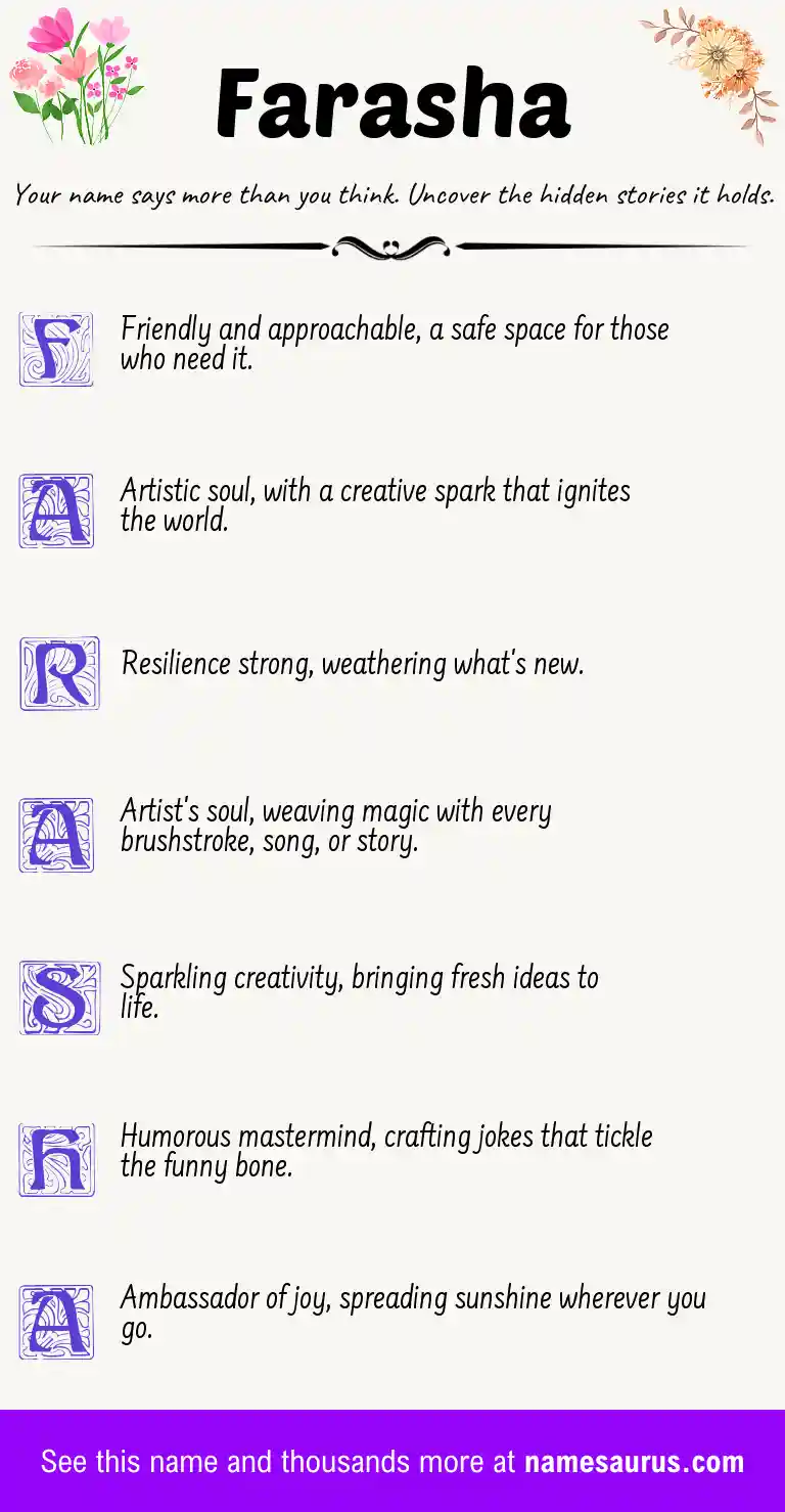 Acrostic poem about Farasha.