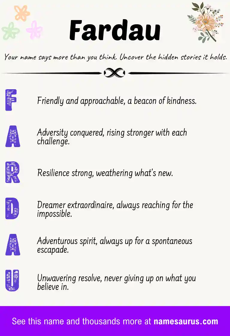 Acrostic poem about Fardau.