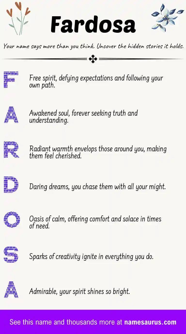 Acrostic poem about Fardosa.