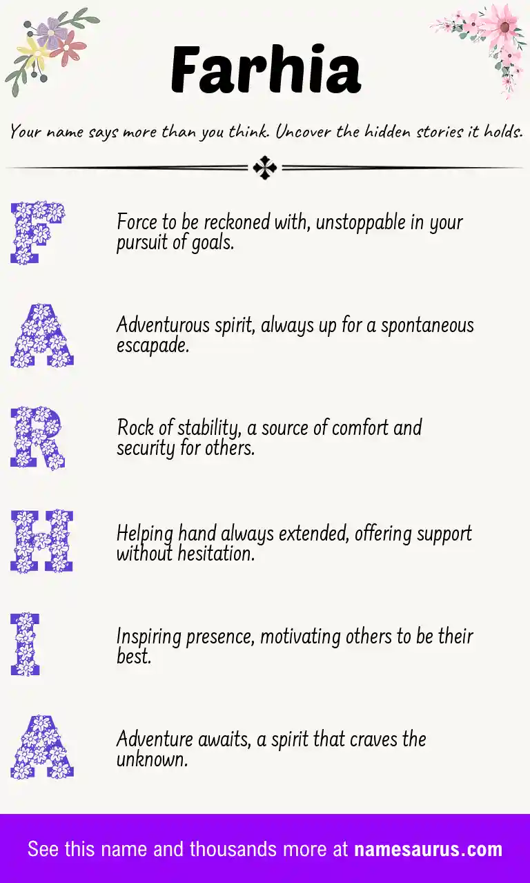 Acrostic poem about Farhia.