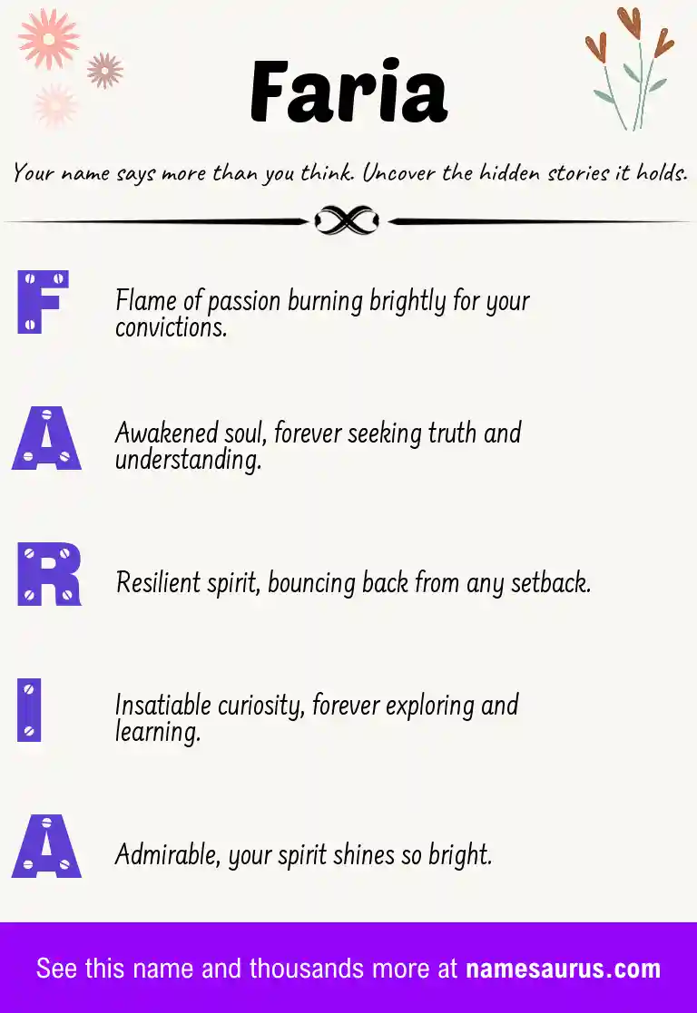 Acrostic poem about Faria.