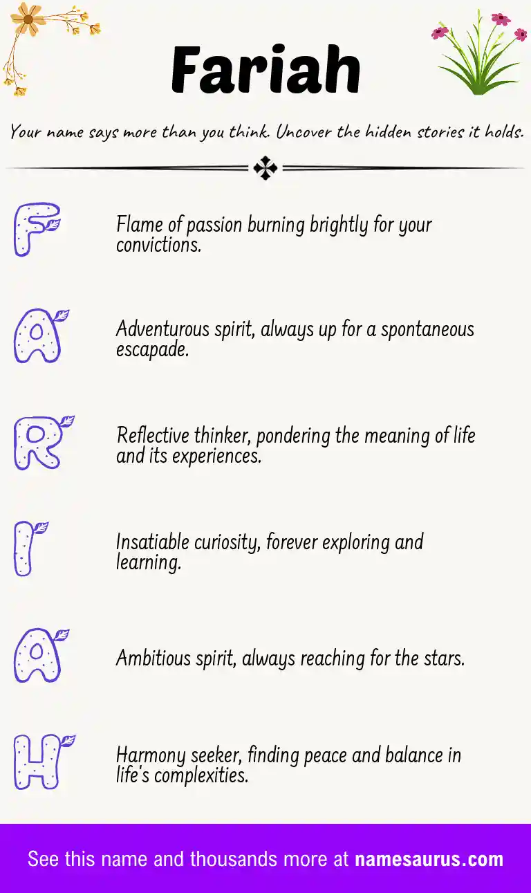 Acrostic poem about Fariah.