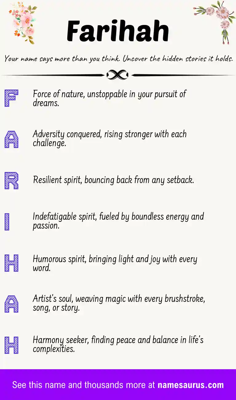 Acrostic poem about Farihah.