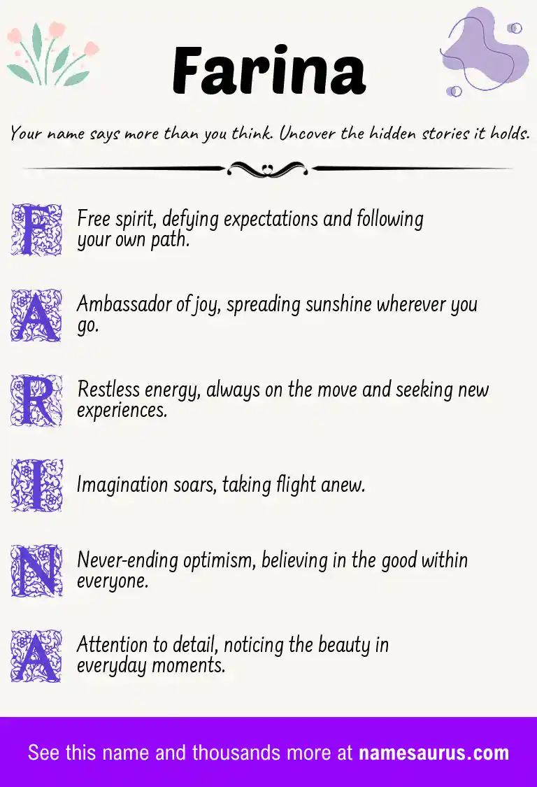 Acrostic poem about Farina.