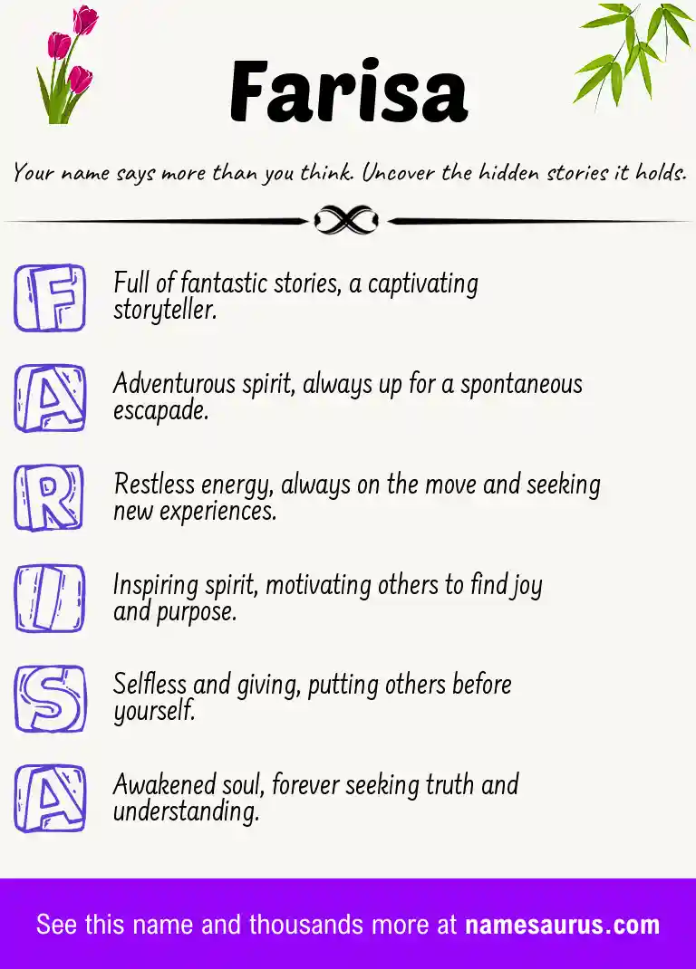 Acrostic poem about Farisa.