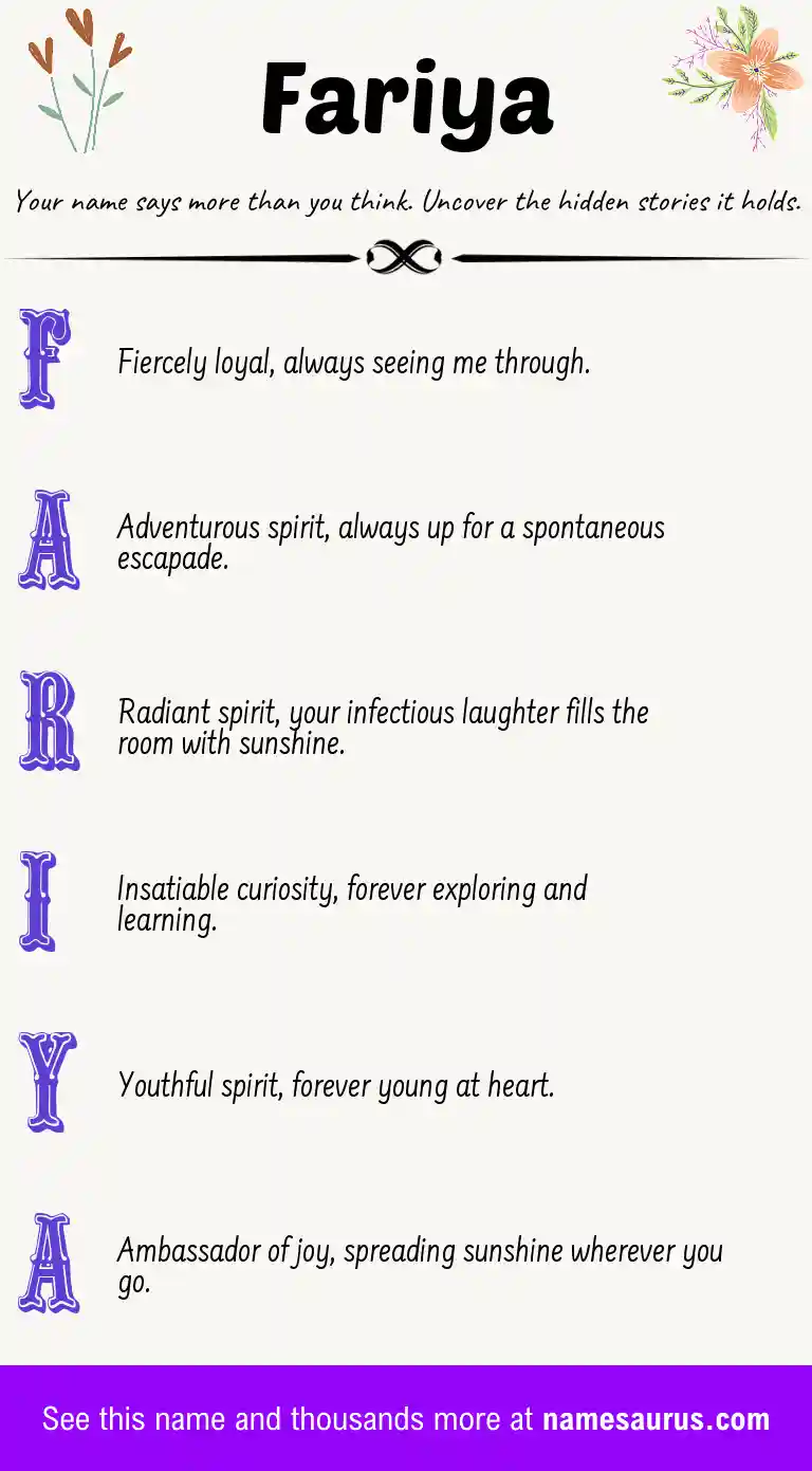 Acrostic poem about Fariya.