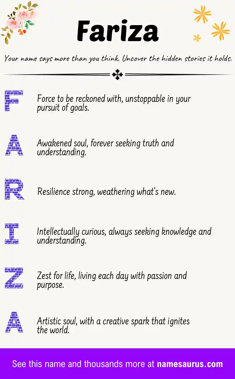 Acrostic poem about Fariza.