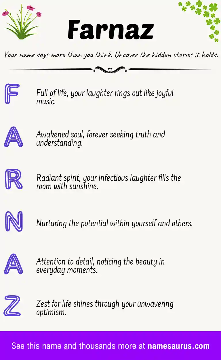 Acrostic poem about Farnaz.