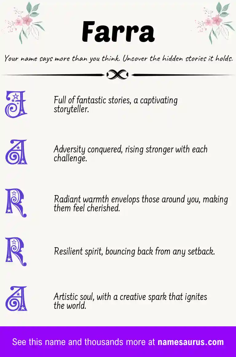 Acrostic poem about Farra.