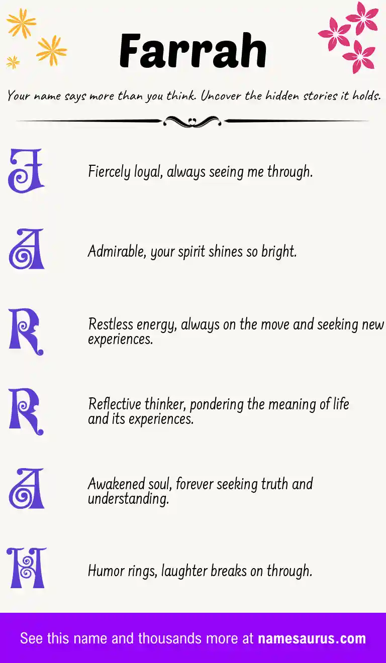 Acrostic poem about Farrah.