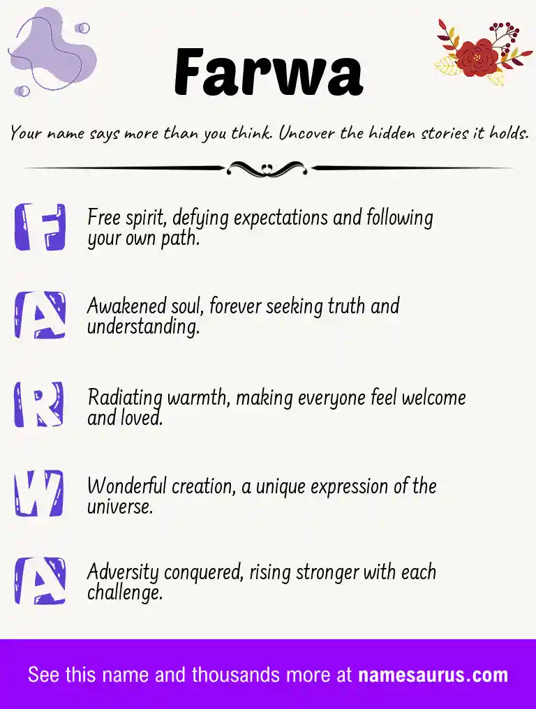 Acrostic poem about Farwa.