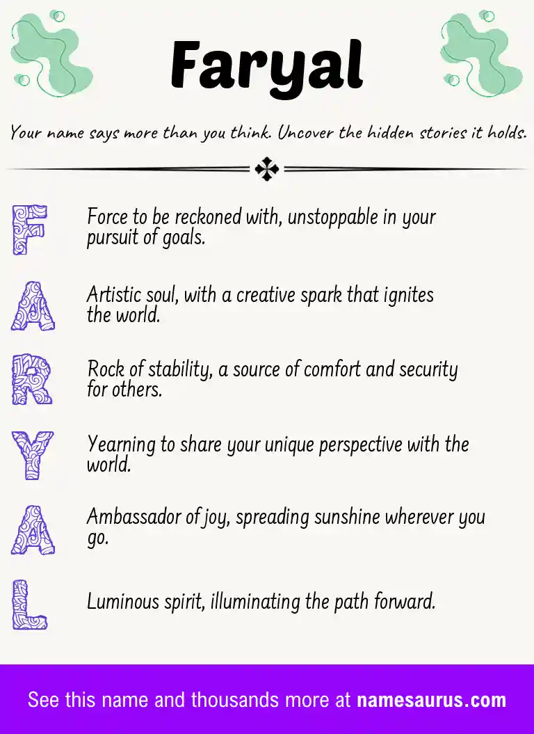 Acrostic poem about Faryal.