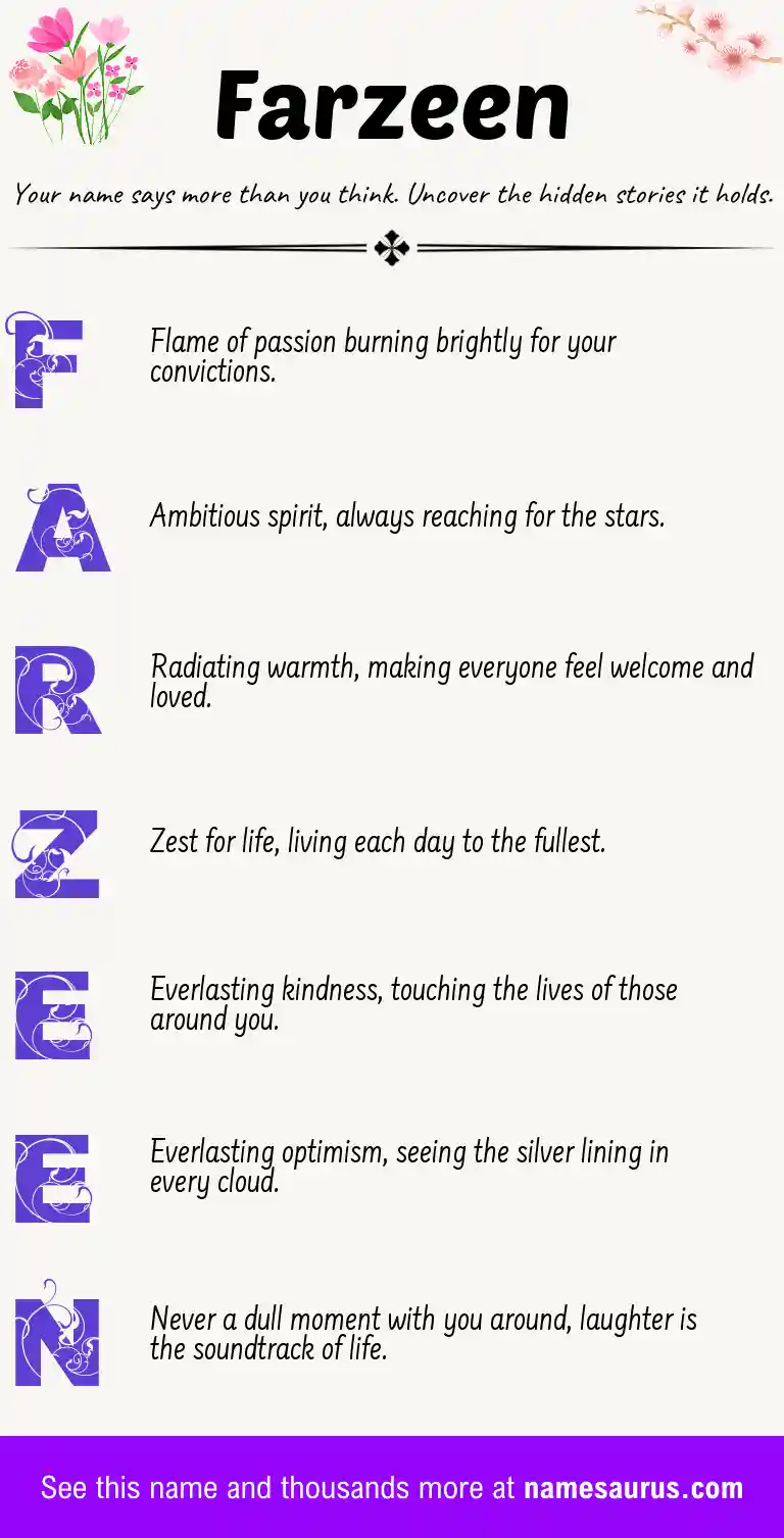 Acrostic poem about Farzeen.