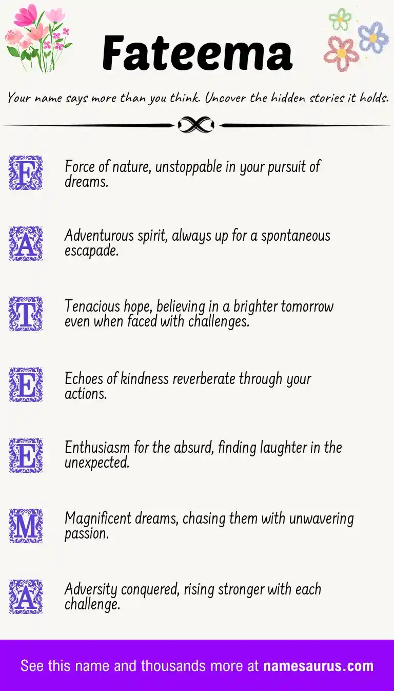 Acrostic poem about Fateema.